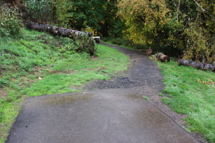 Hard surface trail from park entrance to natural surface